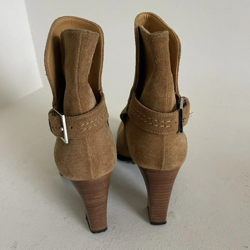 Tod's Suede Boot Bootie Buckle Womens Size 8 N Camel EUC - Picture 5 of 14